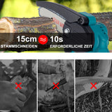 1 x RAW Customer Returns Awardroom 21V 4 inch mini chainsaw with 2 batteries and charger, one-handed, with splash guard safety lock LED lighting for garden shears, loppers, wood cutting, battery operated - RRP €63.85