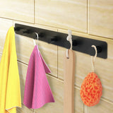 1 x RAW Customer Returns Black hook rail, wall hooks self-adhesive screws, coat rack coat hooks with 6 hooks, coat hooks wall for hat scarves handbags, towel hooks - RRP €17.99