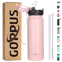 1 x RAW Customer Returns GOPPUS 600ml 20oz Stainless Steel Water Bottle with Straw Drinking Bottle Sports Thermos Bottle Leak-Proof Bottle Water Bottle with Straw Thermos Bottle Carbonated Acid Suitable BPA-Free Drinking Bottle - RRP €16.99