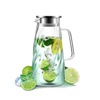 1 x RAW Customer Returns Glass Pitcher with Lid and Handle - Ice Water Carafe - Lead Free Borosilicate Glass Drinks Jug - Teapot Lemonade Dispenser for Refrigerator Teapot Coffee Juice - RRP €25.19