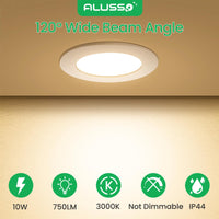 1 x RAW Customer Returns ALUSSO LED recessed lights ultra flat 10W 230V LED spots, 750lm warm white 3000K recessed spotlights installation depth 30mm, IP44 ceiling spotlights for bathroom, living room, kitchen, set of 6 - RRP €35.28