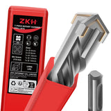 1 x RAW Customer Returns ZKH SDS Plus drill set 7 pieces, concrete drill 210mm 6,8,10,12,14 mm , hammer drill with 4 cutting edges, stone drill for drilling concrete, stone, wood, brick, tiles - RRP €19.99