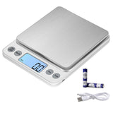 1 x RAW Customer Returns KUBEI Extra Large Food Scales 5kg 0.1g USB Rechargeable Digital Kitchen Scales Precision Scales Electronic Scales Stainless Steel Weighing Table Tops - RRP €26.4