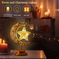 1 x RAW Customer Returns IWTBNOA LED Ramadan Lights Moon Lamp, LED Moon Star Table Lamp, Ramadan Fairy Lights, Iron Ramadan Crescent Lamp, Ramadan Decoration Lamp, Eid Lights, Muslim Islam Table Decoration Battery Operated - RRP €23.18