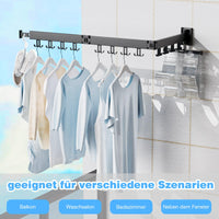 1 x RAW Customer Returns Kelisiting Extendable Clothes Airer 3 Fold White Wall Mounted Space Saving Foldable Durable Balcony Laundry Bathroom Patio Apartment Dorm Room Black  - RRP €35.99