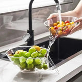 7 x Brand New SOQKEEN Draining Basket, Transparent Multifunctional Draining Basket for the Kitchen, Large Capacity Drain Filter for Vegetable Washing Basket, Draining Basket Sink Dry and Wet Separation, Fruit Bowl 2 White  - RRP €86.59