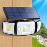 1 x RAW Customer Returns INTELAMP solar lights for outdoors with motion detector, 6000 mAh solar with remote control, 1200LM, 270 wide angle solar lights, IP65 waterproof for porch and garage - RRP €48.99