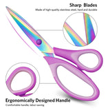 2 x RAW Customer Returns Scissors, Scissors with Titanium Blade and Soft Handle, Set of 3 Scissors for Office, Home, School and Dressmaking. Viola  - RRP €23.36