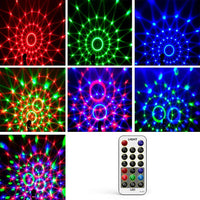 1 x RAW Customer Returns Gvoo party light disco ball, sound activated party light LED stage projector 6 colors 24 patterns with remote control for holiday party children birthday club lighting effects Christmas - RRP €39.69