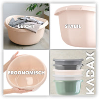 2 x RAW Customer Returns KADAX round plastic bowl. Pelvis deep and robust. Bowl, wash bowl, large sink tub is ideal for the bathroom, laundry room, kitchen and home light beige, 10L  - RRP €40.8