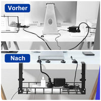 1 x RAW Customer Returns 2PCS Cable Management Desk, Cable Rack No Drilling Under Desk, Cable Management Organizer Tray for Most Tables, Power Strip Black  - RRP €11.09