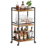 1 x RAW Customer Returns Lifewit Kitchen Cart, 3-Tier Kitchen Cart, Trolley with Lockable Wheels, Kitchen Cocktail and Alcohol Cart for the Living Room, 43.2 x 30 x 81.5 cm, Rustic Brown - RRP €54.36