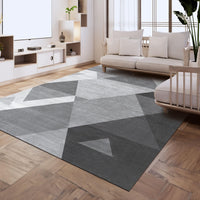 1 x RAW Customer Returns HOMFINE Modern Living Room Carpet-Washable Carpet Short Pile Carpet Bedroom Fluffy Non-Slip Carpet, Geometric Carpet, Dining Room Carpet 200 x 300 cm, Grey - RRP €149.99