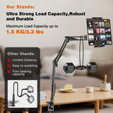 1 x RAW Customer Returns Jubor Tablet Holder for Bed, iPad Holder Bed Tablet Stand with 3 Metal Arms, 360 Degree Rotatable iPad Holder Table for iPad Pro Air Mini 4.7 -12.9 Tablet Smartphone - RRP €26.99