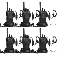 1 x RAW Customer Returns Walkie Talkie PMR446 License-Free Two-Way Radio, pofung PT88E 16 Channels Professional Long Range Rechargeable Walkie Talkies with USB Charging Station and Earpieces Black 6 Pack - RRP €86.38