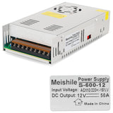 1 x RAW Customer Returns MEISHILE power supply DC 12V 50A 600W voltage converter AC 220V 230V to transformer 12Volt transformer switch power supply, adapter, power supply for LED strips electronic electrical devices industry - RRP €39.31