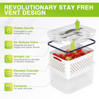 1 x RAW Customer Returns Luxear Set of 4 food storage containers with lid, draining rack, refrigerator organizer set 4.15L 3.15L 1.7L 0.8L fruit vegetable food storage boxes with handle air release valve storage containers BPA free  - RRP €32.48