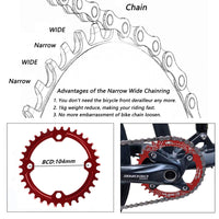 1 x RAW Customer Returns Newgoal 32T Aluminum Bicycle Chainring, Wide and Narrow Sprocket, 104 BCD Chainring, used for MA XC Model Single Disc Modification. Red - RRP €13.44