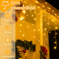 1 x RAW Customer Returns Ollny Ice Rain Fairy Lights Outdoor 15M 594 LED Fairy Lights Outdoor Warm White with Plug Remote Control Waterproof 8 Light Modes Christmas Lights Outdoor for Balcony Gutter Window House Railing - RRP €37.3