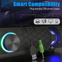 1 x RAW Customer Returns Smalody Soundbar, USB Soundbar, Gaming Speakers with Cool LED Lights, Multimedia Speakers, Perfect for PC Gaming, Computer, Desktop, Laptop - RRP €29.99