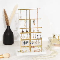 1 x RAW Customer Returns GHIAKQYT T shape jewelry stand gold - 6 tier jewelry tree chain stand earring stand jewelry organizer, jewelry storage for chains, earrings, rings, watches, bracelets - RRP €28.13