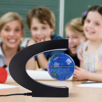 1 x RAW Customer Returns Magnetic Floating Globe with Colored LED Lights C Shape Anti-Gravity Maglev Rotating World Map for Gift Home Office Desk Decoration With Switch, Blue  - RRP €31.99