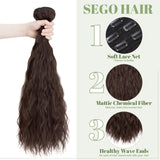 1 x RAW Customer Returns SEGO 5pcs Clip-in Extensions Like Human Hair Hair Extensions Curly Wavy 60cm for Full Head 250g Dark Brown - RRP €18.0