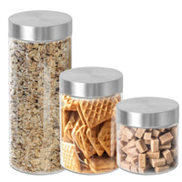 3 x Brand New ARTREE 3 Pieces 750ml 1250ml 2200ml Glass Jars with Lids, Kitchen Storage Jars, Glass Jars with Screw Lid, Mason Jar with Lids, Glass Spice Jars - Ideal for Gifting - RRP €85.74