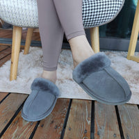 1 x RAW Customer Returns Slippers Women s Sheepskin Slippers Women 100 Lambskin Plush Winter Warm Breathable Slippers Fur Shoes Brown Black Gray Size 36-42EU,GY-39 - RRP €46.38