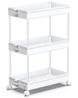 1 x RAW Customer Returns SPACEKEEPER kitchen trolley with 3 levels, trolley niche shelf on wheels, space-saving bathroom shelf and kitchen shelf for kitchen office bathroom, 40x22x61cm, white - RRP €26.9