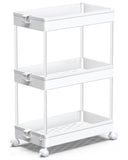 1 x RAW Customer Returns SPACEKEEPER kitchen trolley with 3 levels, rolling trolley niche shelf on wheels, space-saving bathroom shelf and kitchen shelf for kitchen office bathroom, 40x22x61cm, white - RRP €26.26