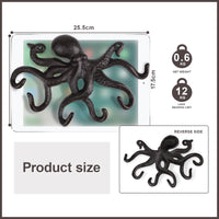 1 x RAW Customer Returns efuturetime octopus coat hooks, rustic coat hooks, cast iron wall hooks with screws, coat hooks wall for hanging clothes keys hats bags, dark brown - RRP €19.3