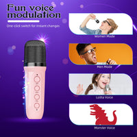 1 x RAW Customer Returns Karaoke Machine with 2 Wireless Microphones, Portable Wireless Karaoke Machine for Kids Adults Speaker with Voice Changing Effects LED Lights Gifts for Girls Boys - RRP €23.18