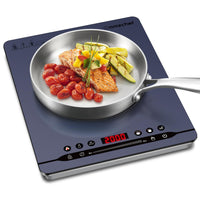 1 x RAW Customer Returns Single induction hob 2000W AMZCHEF Portable induction plate with quiet operation, 9 power and temperature levels, 4 automatic menus, ultra-thin housing design, safety lock, timer, blue - RRP €79.99