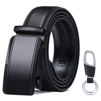 1 x RAW Customer Returns flintronic Men s Leather Belt with Automatic Buckle, Fashion Ratchet Belt 3.5cm 130cm, with Keychain and Gift Box - RRP €14.62