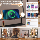 1 x RAW Customer Returns Hansong Makeup Mirror with Lights, Speaker Hollywood Mirror with Lights and Wireless Charging, 9 LED Bulbs, Illuminated Makeup Mirror, 10x Magnification - RRP €59.99