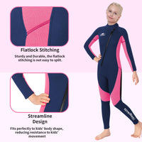 1 x RAW Customer Returns Gogokids wetsuit kids, 8-16 years neoprene thermal swimsuit, front zipper long diving suit, UV 50 sun protection ideal for swimming, surfing, diving - RRP €46.81