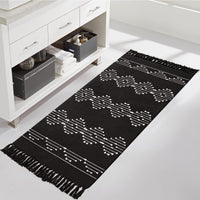 1 x RAW Customer Returns LINROMIA Carpet Runner Hallway 60x180 cm, Boho Black White Long Kitchen Runner Washable Cotton Carpet with Handwoven Tassels for Entrance Area Kitchen Living Room Bedroom Bathroom - RRP €32.71