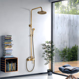 1 x RAW Customer Returns Rozin Antique Brass Shower System with 8 Inch Rain Shower Head and Hand Shower Single Handle Ready Wall Mounted Retro Shower Set - RRP €135.0