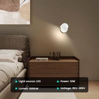 1 x RAW Customer Returns 12W LED indoor wall light with plug, touch control wall lamp dimmable, 360 rotatable bedside lamp, 3000k warm white adjustable reading light for living room, bedroom, stairs, hallway, office, white - RRP €26.71