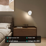 1 x RAW Customer Returns 12W LED indoor wall light with plug, touch control wall lamp dimmable, 360 rotatable bedside lamp, 3000k warm white adjustable reading light for living room, bedroom, stairs, hallway, office, white - RRP €26.21