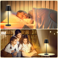 1 x RAW Customer Returns SUNLIGTGO Pack of 2 Dimmable Table Lamps, Wireless, LED Battery Table Lamps, Rechargeable, Portable USB Bedside Lamps, Suitable for Indoor and Outdoor Use Black, 2 Pieces  - RRP €50.41