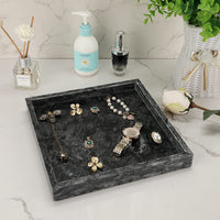 1 x RAW Customer Returns SUMNACON Marble Serving Tray Serving Plate Tray Jewelery Plate for Bathroom Kitchen Storage Toiletries Jewelery Cake Home Decoration Grey 25 cm  - RRP €35.28