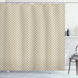 1 x RAW Customer Returns ABAKUHAUS Beige Shower Curtain, Polka Dot Classic Retro Print, Textile Fabric Bathroom Decor Set with Hooks, 79 x 87 , Beige Tan - RRP €27.95