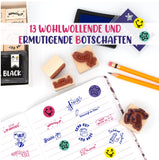 1 x RAW Customer Returns Stamp set for teachers teacher stamp with 13 motivational stamps, multi-colored inks and bonus gommettes ideal for primary school and kindergarten - RRP €21.94