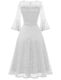 1 x Brand New DRESSTELLS Women s Elegant Cocktail Dress 3 4 Sleeve Wedding Party Bridesmaid Dress Evening Dress Lace Dress White L - RRP €43.99