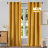 6 x Brand New EMEMA 2 pieces 100 opaque blackout curtain velvet curtains curtain with eyelets thermal curtain eyelet curtain blackout curtains for bedroom living room, 140 x 260 cm orange - RRP €213.36