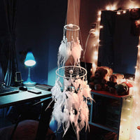 1 x RAW Customer Returns HitTopss Dream Catcher Decoration with Warm LED String Lights for Hanging, Warm White Warm Light - RRP €17.14