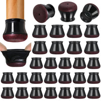 1 x RAW Customer Returns Pack of 32 chair leg caps black, silicone chair leg protectors round, protective caps for chair legs with wrapped felt, felt glides for chairs Fit 30.1-40mm  - RRP €22.25