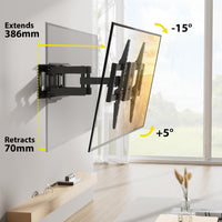 1 x RAW Customer Returns Alphamount TV wall mount swivel for 37-75 inch televisions, tiltable extendable wall mount television, TV mount max weight 45kg, VESA 200x100 to 600x400mm - RRP €30.41